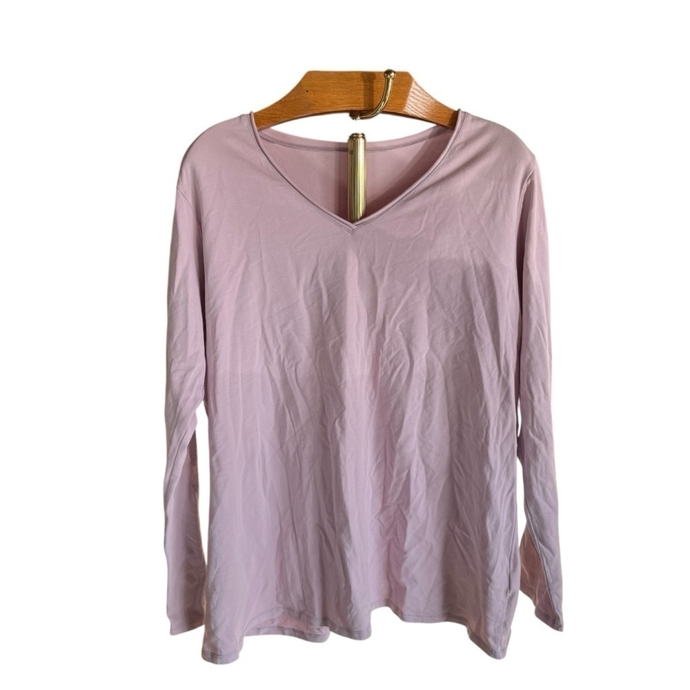 J. Jill Lot of Two Tees Vibrant Orange Whisper Cotton And Purple Rolled V-neck - Picture 8 of 16